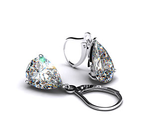 18k White Gold Leverback Dangle Earring Settings